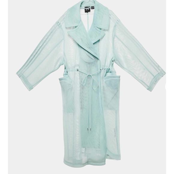 Beyonce Ivy Park Adidas S Long Mesh Mint Green Trench Coat NWT - Picture 11 of 11